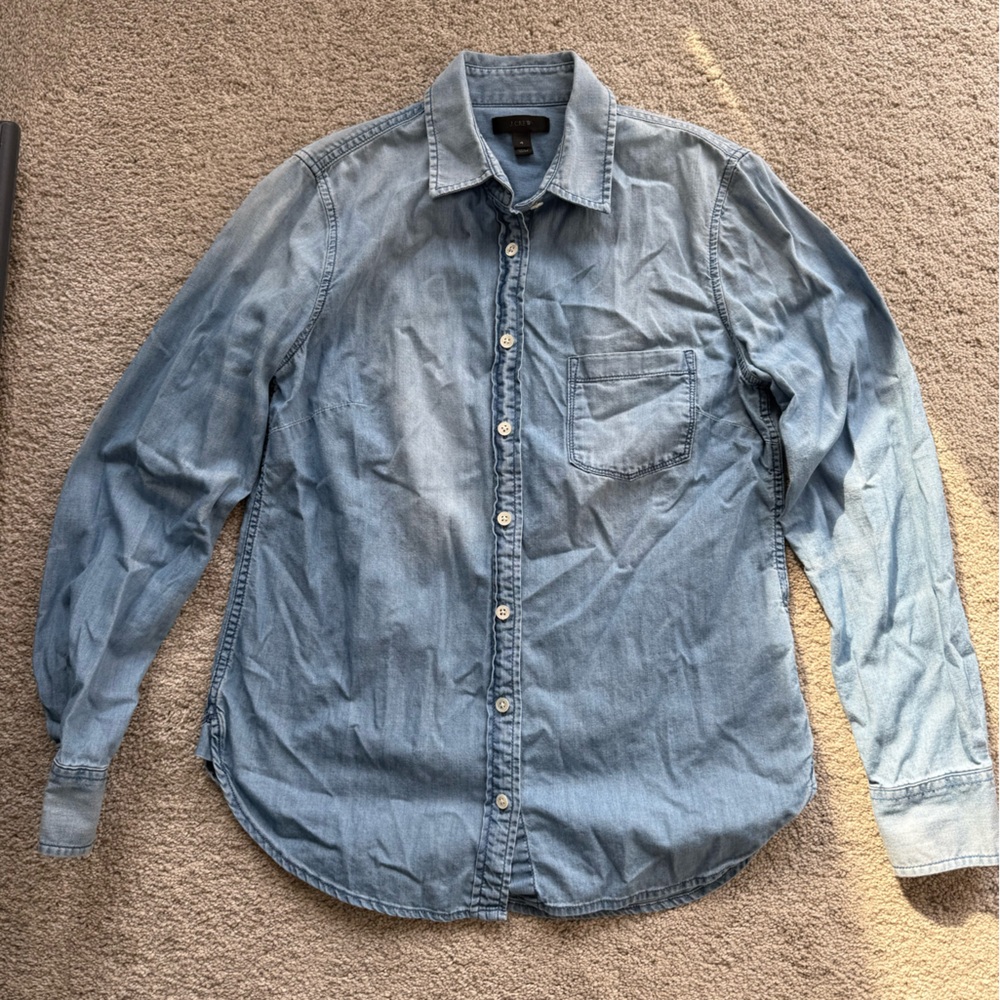 J. Crew 100% Cotton Soft Chambray Button-Up Shirt Size 4